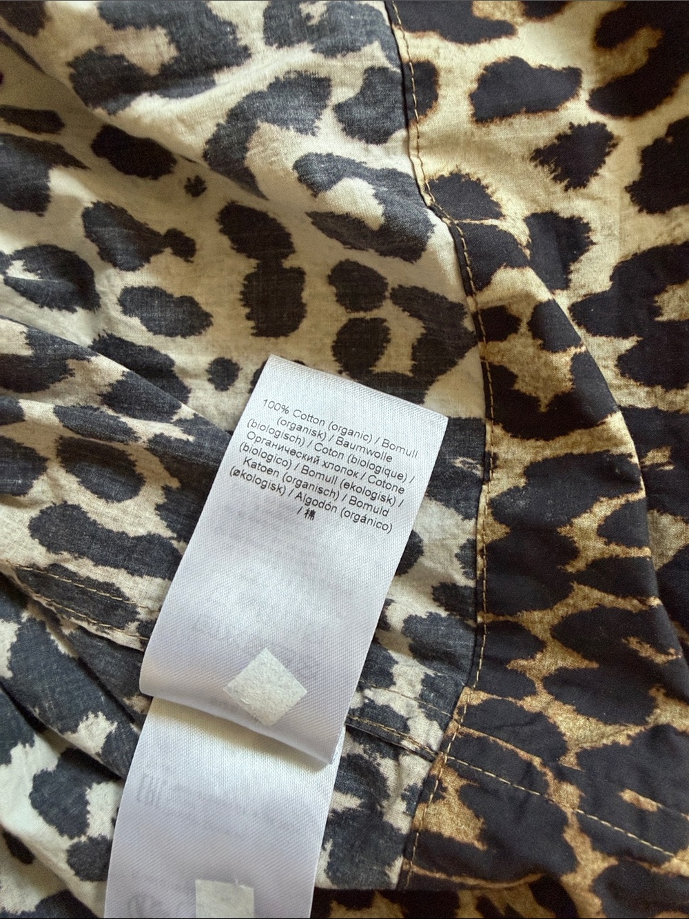 Ganni Leopard Print Puff Sleeve Cotton Peplum Top - Brown/Black Sz 36 (US 4) - Picture 9 of 10